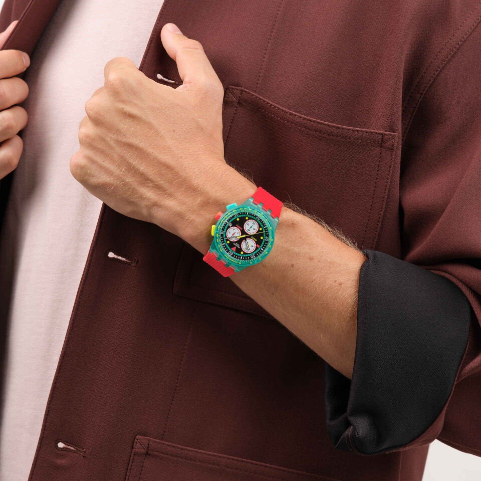 SUSG409 SWATCH NEON EMERALD CHRONO