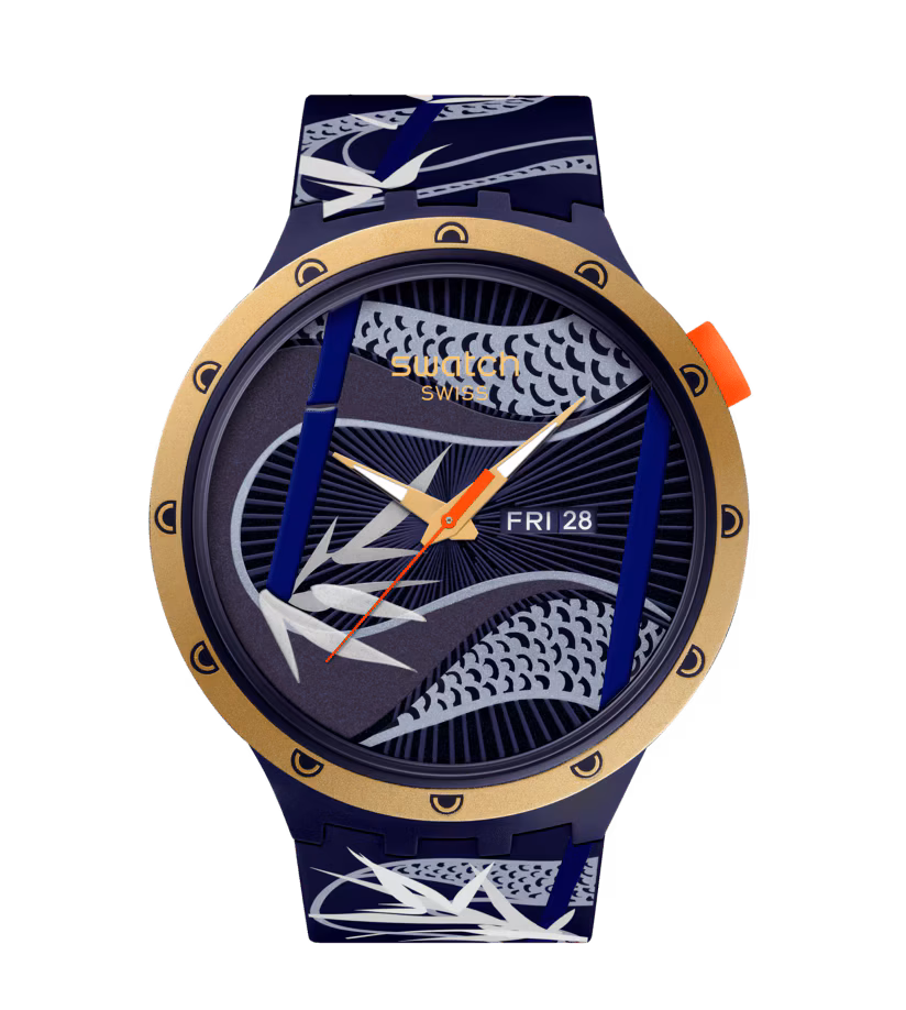 SB05Z700  BLUE AND GOLDEN LITHE DANCER SWATCH